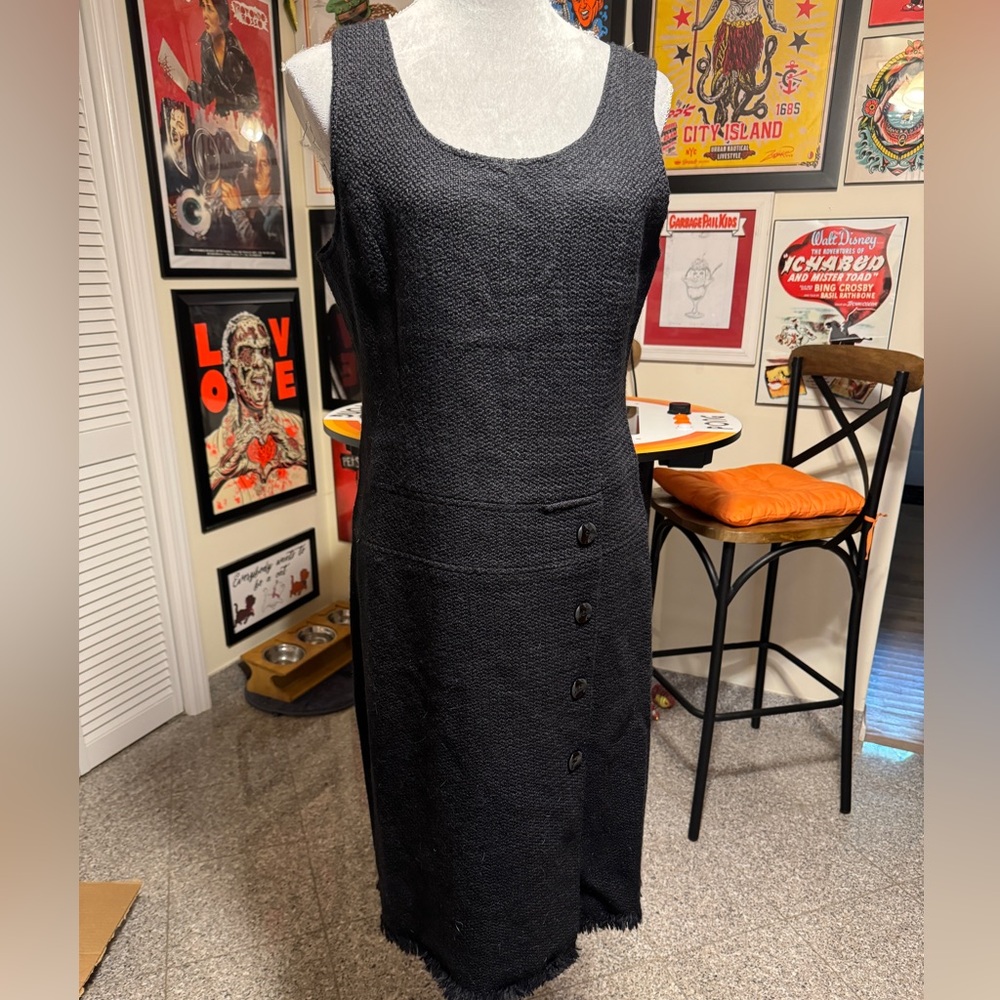 Yves Cossette Depeche Mode Wool Blend Textured Button Shift Dress size 8